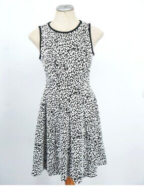 Kate Spade Stefania Leopard Jacquard Fit & Flare Dress Size M